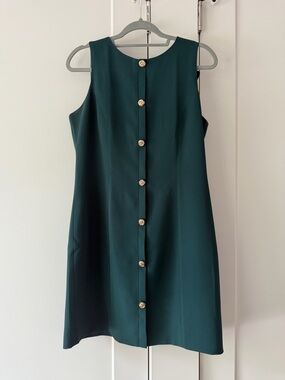Sleeveless Teal Button-Front Mini Dress